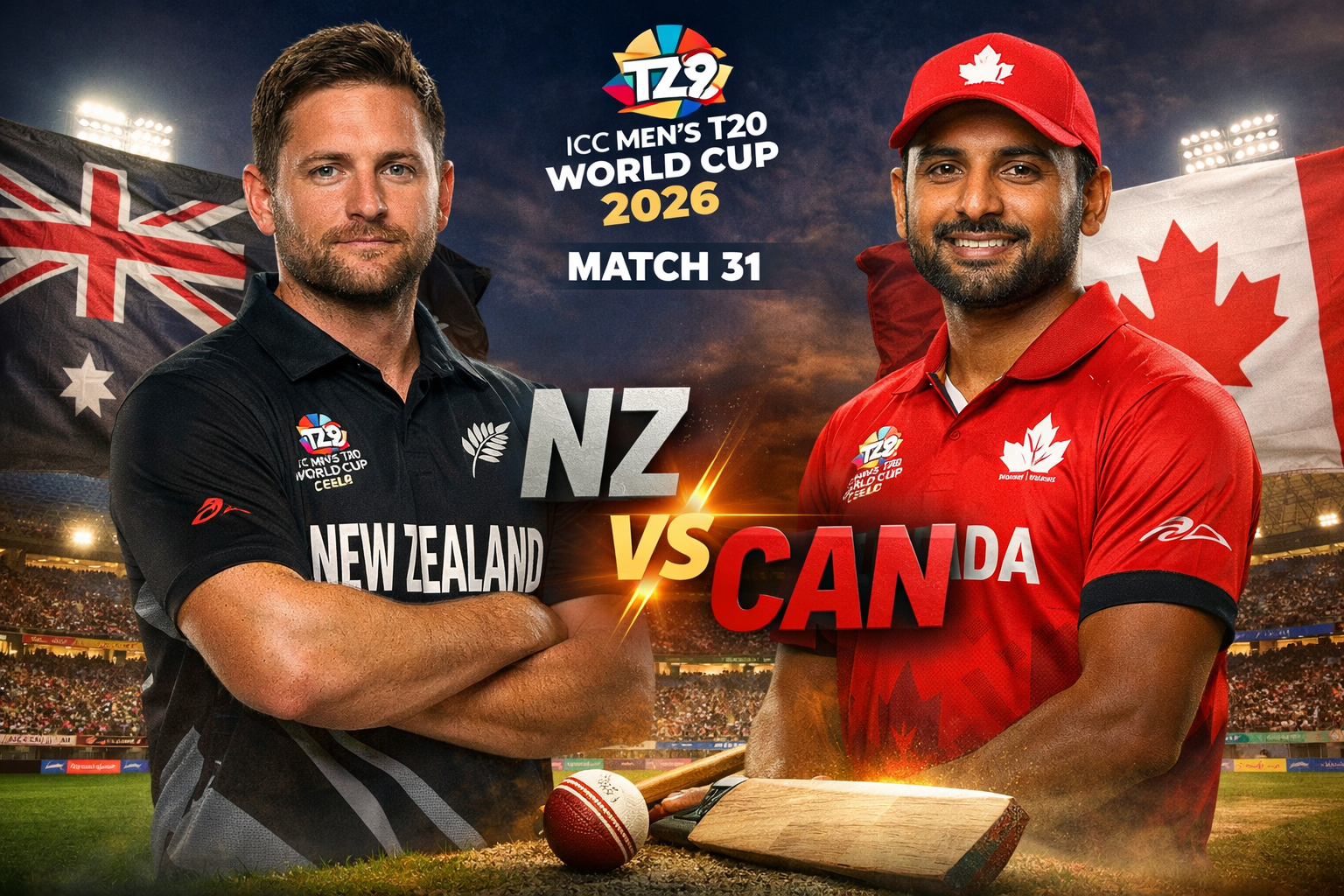 New Zealand vs Canada ICC T20 World Cup 2026 Match 31 Preview
