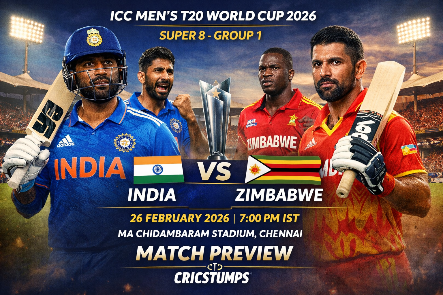 India vs Zimbabwe – ICC Super 8 Clash Preview | T20 World Cup 2026