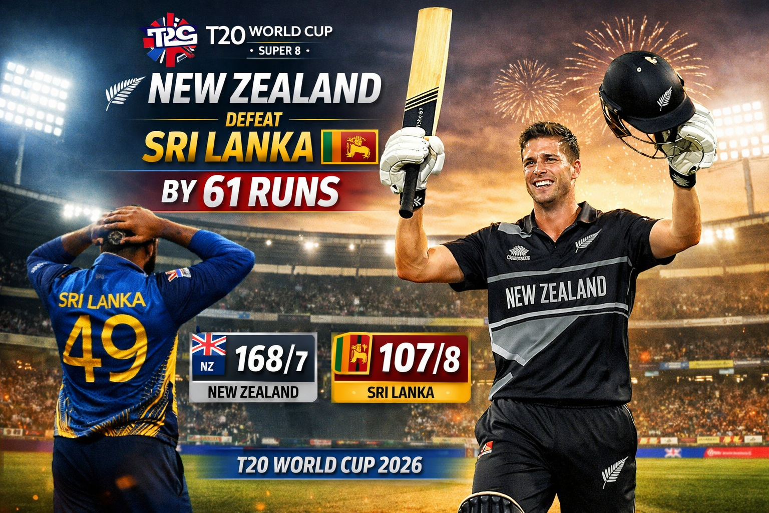 New Zealand defeated Sri Lanka by 61 runs